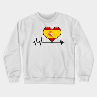 Spain Flag Heart Heartbeat EKG Crewneck Sweatshirt